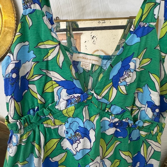 Elegant Floral Blue and Green Maxi Dress - Picture 4 of 6